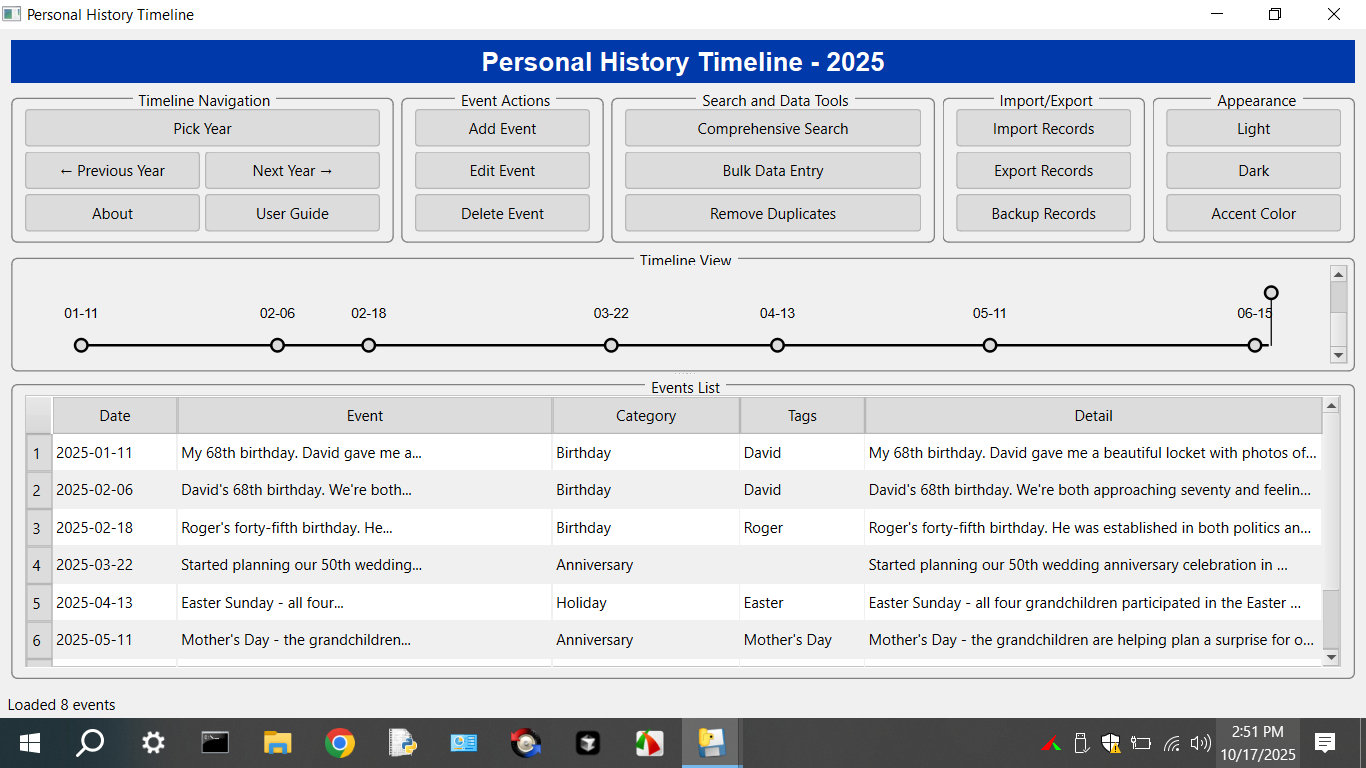 Main Timeline Interface